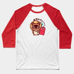 Tanuki Omamori Kawaii Baseball T-Shirt